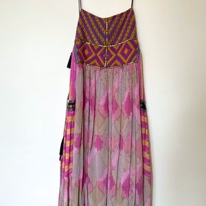 Free People Embroidered Midi Slip Dress